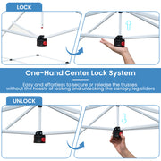 10 X 10 FT Foldable Outdoor Patio Shelter Canopy Tent with 1-Push Center Lock-Pink