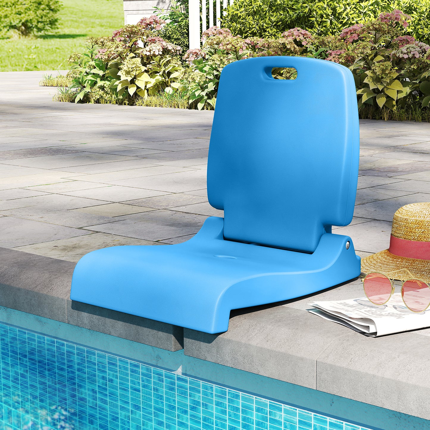 Foldable Outdoor Pool Chair with Handle and Back Support
