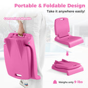 Foldable Outdoor Pool Chair with Handle and Back Support-Pink