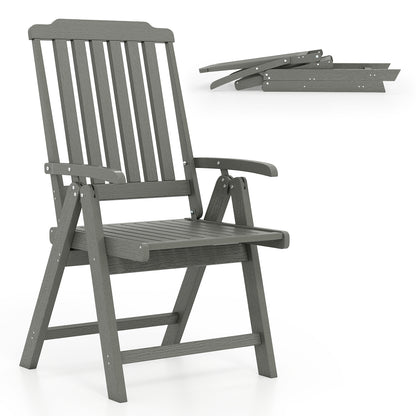 Foldable Patio Chair All-Weather HDPE Outdoor Dining Chair with Armrest-Gray