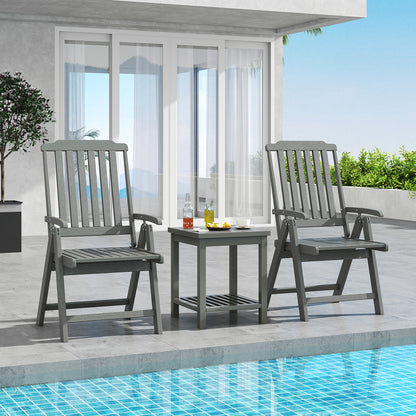 Foldable Patio Chair All-Weather HDPE Outdoor Dining Chair with Armrest-Gray