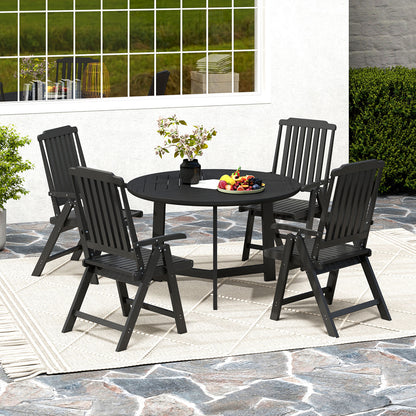 Foldable Patio Chair All-Weather HDPE Outdoor Dining Chair with Armrest-Black