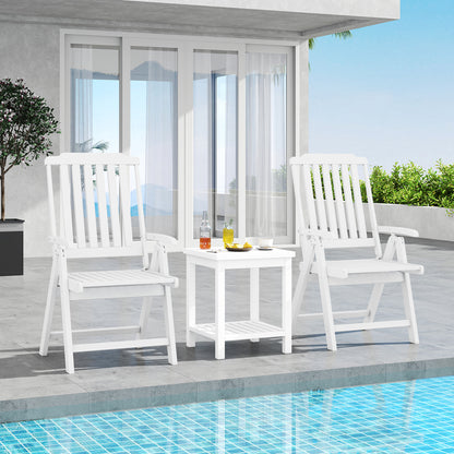 Foldable Patio Chair All-Weather HDPE Outdoor Dining Chair with Armrest-White