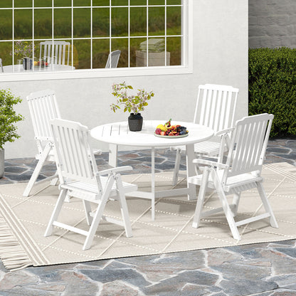 Foldable Patio Chair All-Weather HDPE Outdoor Dining Chair with Armrest-White