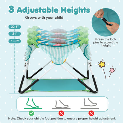 Foldable Baby Jumper with Canopy and Interactive Toys