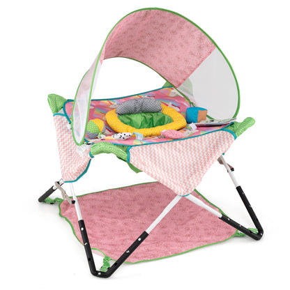 Foldable Baby Jumper with Canopy and Interactive Toys