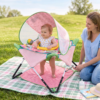 Foldable Baby Jumper with Canopy and Interactive Toys