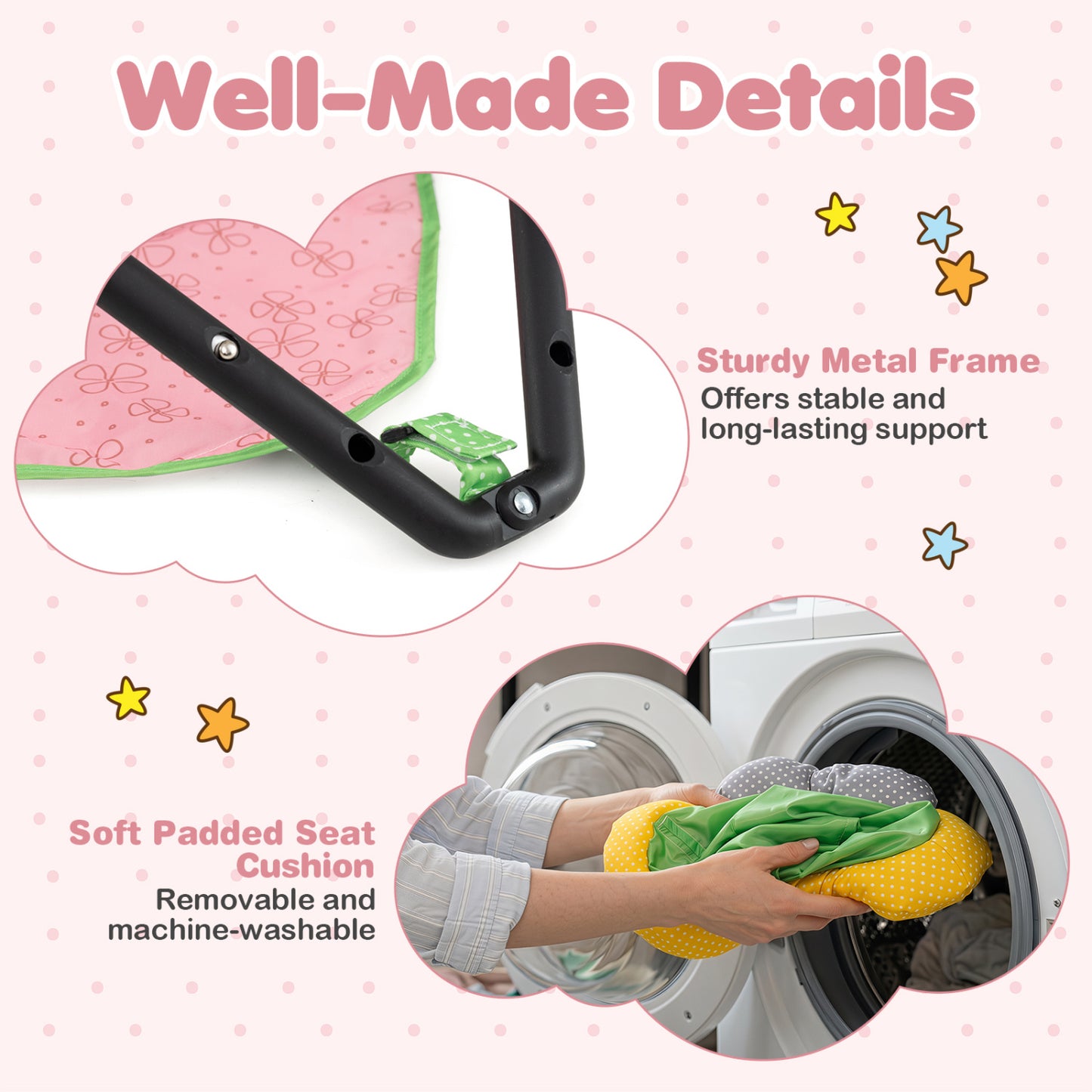Foldable Baby Jumper with Canopy and Interactive Toys