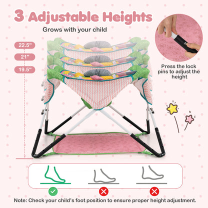 Foldable Baby Jumper with Canopy and Interactive Toys