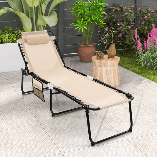 Foldable Recline Lounge Chair with Adjustable Backrest and Footrest