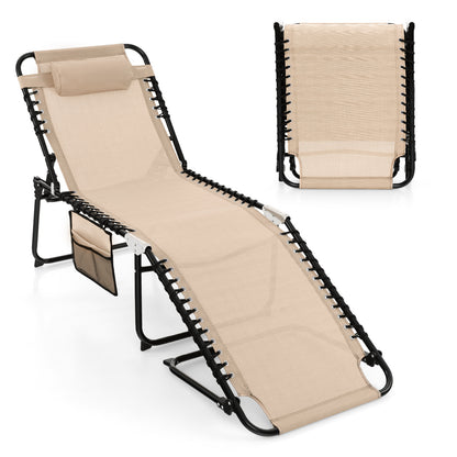 Foldable Recline Lounge Chair with Adjustable Backrest and Footrest