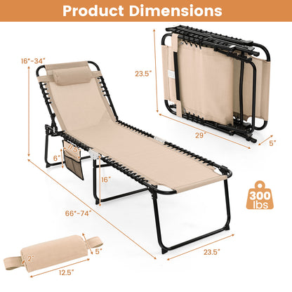 Foldable Recline Lounge Chair with Adjustable Backrest and Footrest