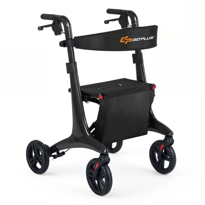 Foldable Rollator Rolling Walker with Seat for Seniors-Black