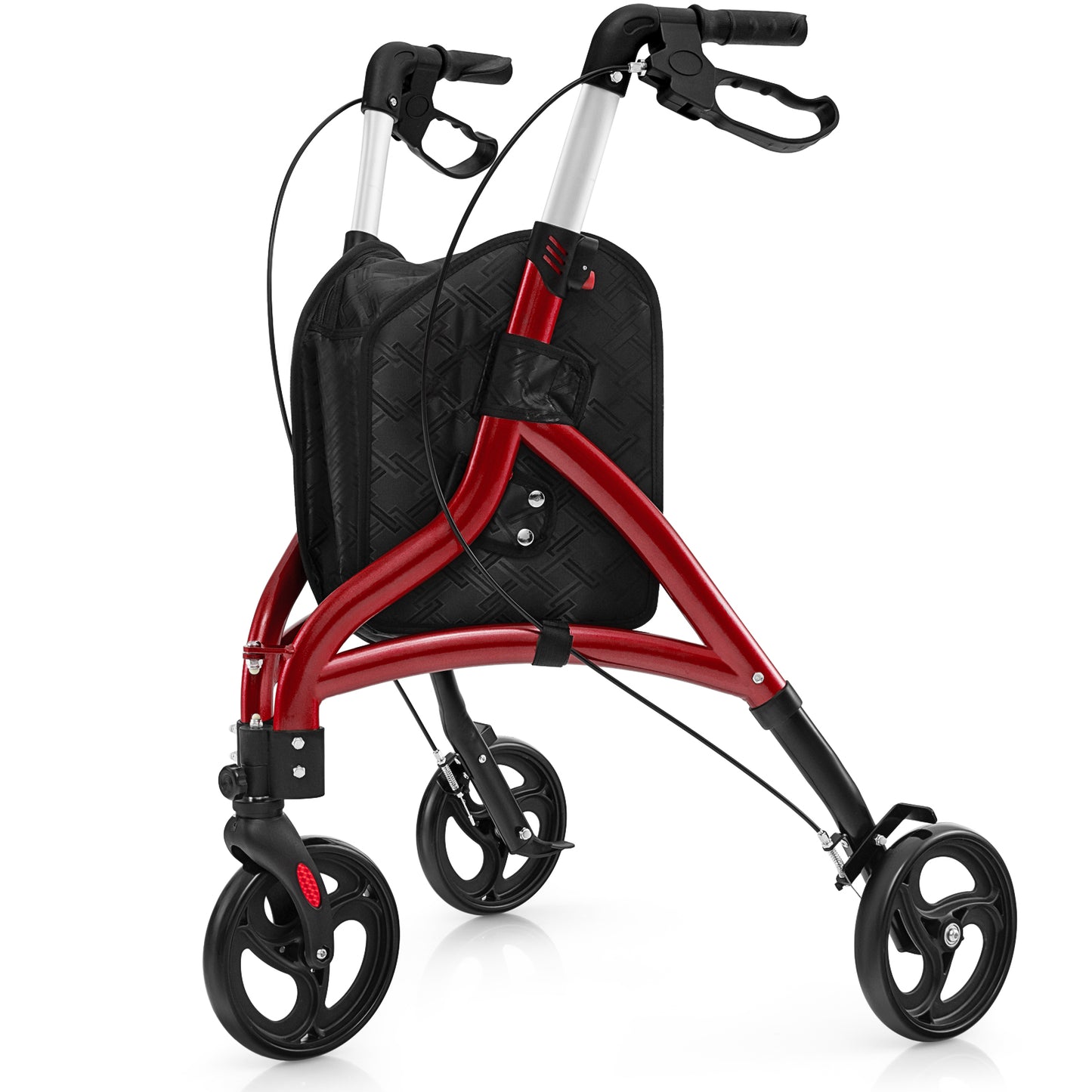 Foldable Rollator Walker with Lightweight Aluminum Frame-Blue - Red