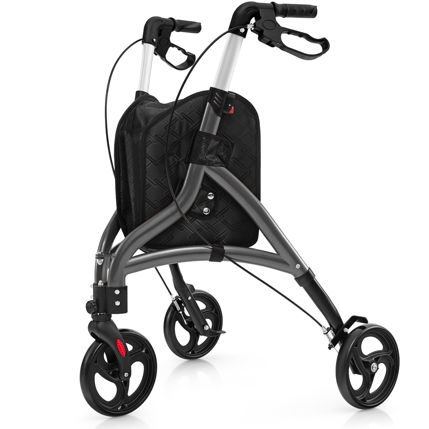 Foldable Rollator Walker with Lightweight Aluminum Frame-Blue - Gray