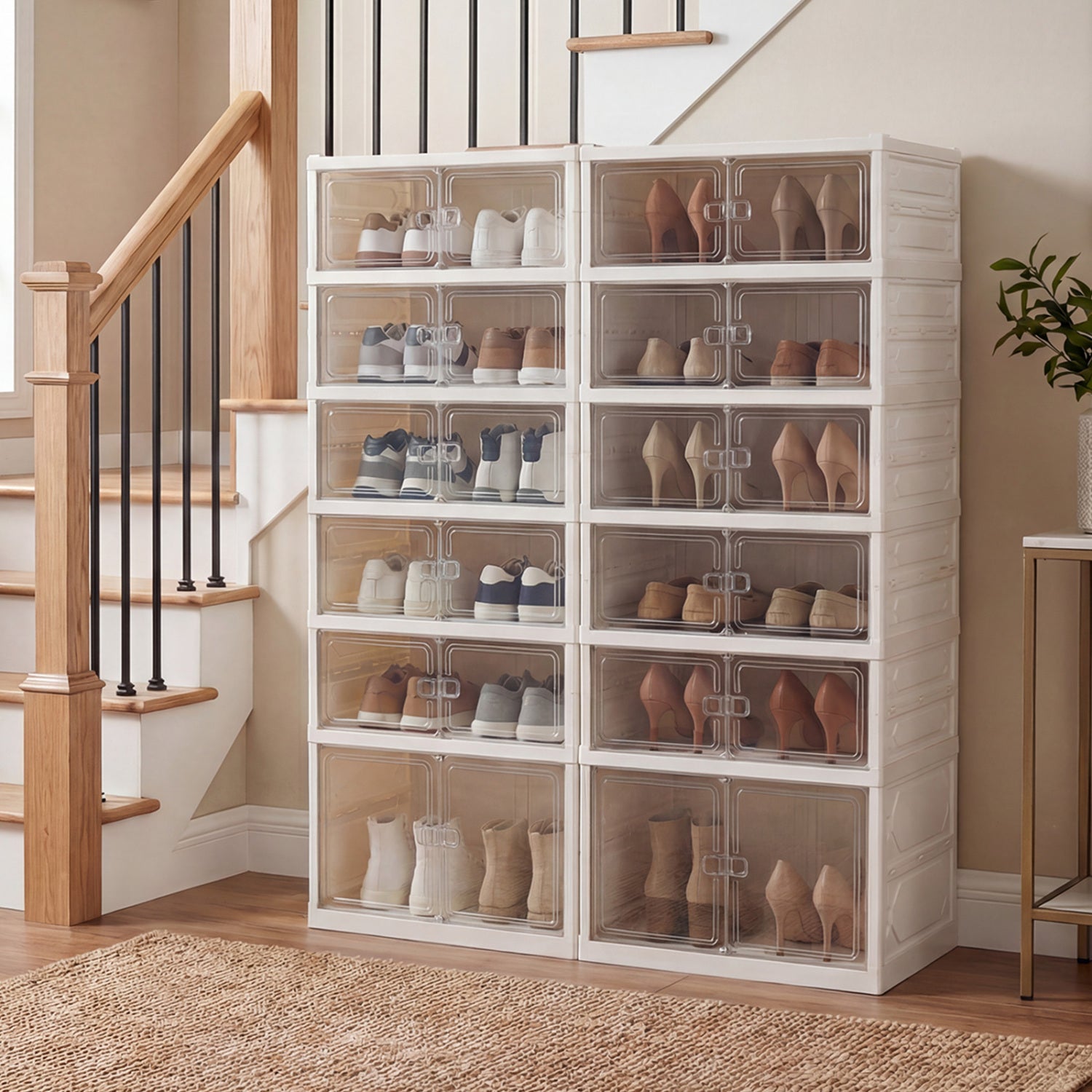 Foldable Shoe Rack Organizer 12-Pair 6-Tier Collapsible Shoe Cabinet