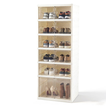 Foldable Shoe Rack Organizer 12-Pair 6-Tier Collapsible Shoe Cabinet