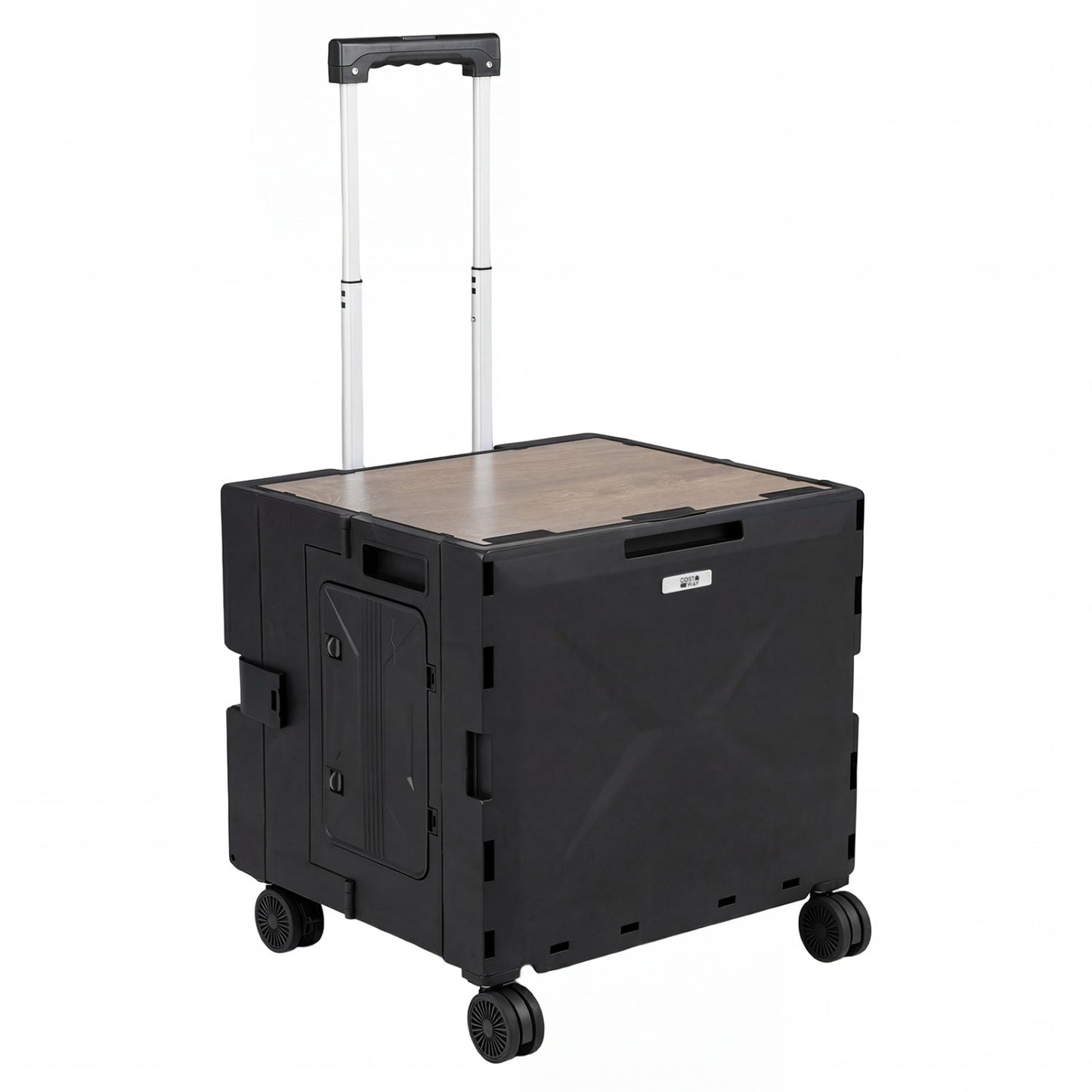 Foldable Utility Cart on 4 Rotate Wheels with Cup Holder
