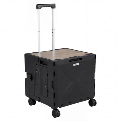 Foldable Utility Cart on 4 Rotate Wheels with Cup Holder