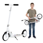 Folding Aluminum Alloy Scooter with 3 Adjustable Heights-Blue - White