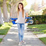 Folding Aluminum Kids Kick Scooter with LED Lights-Blue