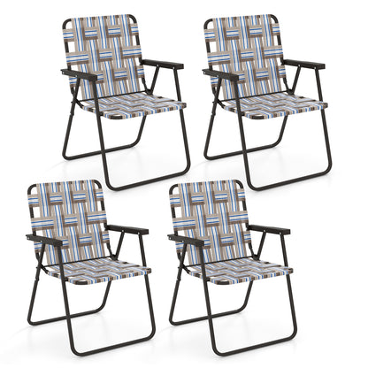 2 Pieces Folding Beach Chair Camping Lawn Webbing Chair