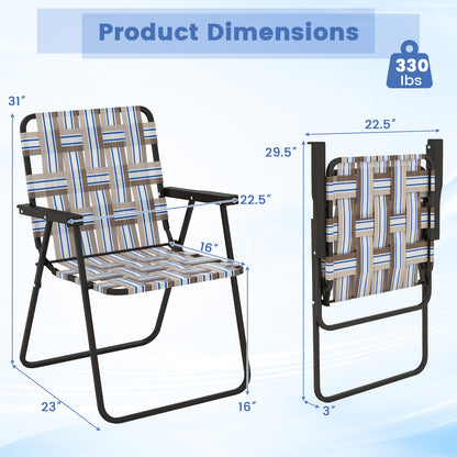 2 Pieces Folding Beach Chair Camping Lawn Webbing Chair
