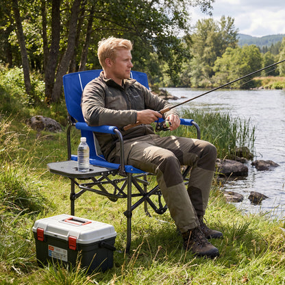 Folding Camping Chair with Side Table and Cup Holder