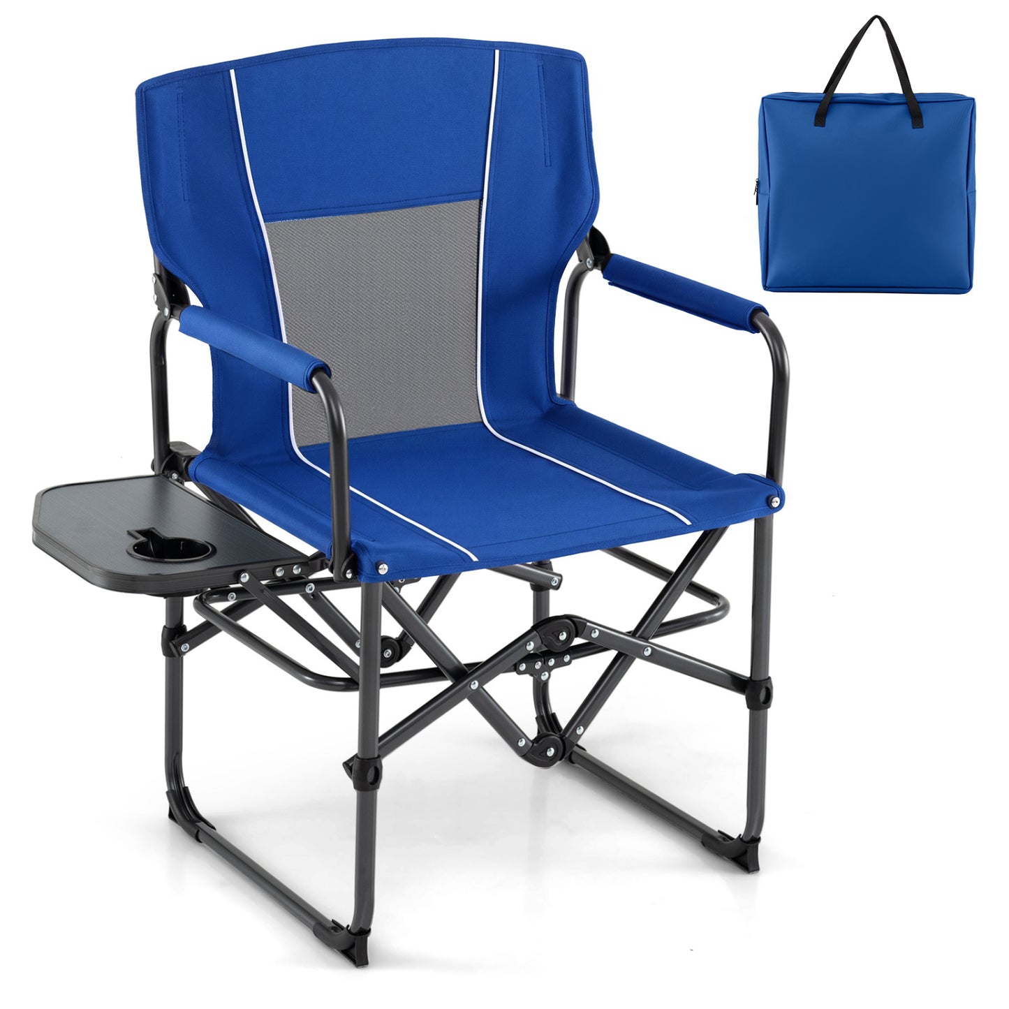 Folding Camping Chair with Side Table and Cup Holder