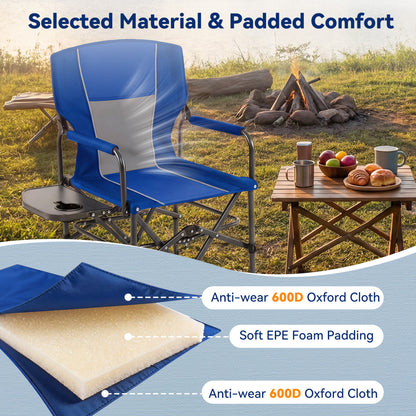 Folding Camping Chair with Side Table and Cup Holder