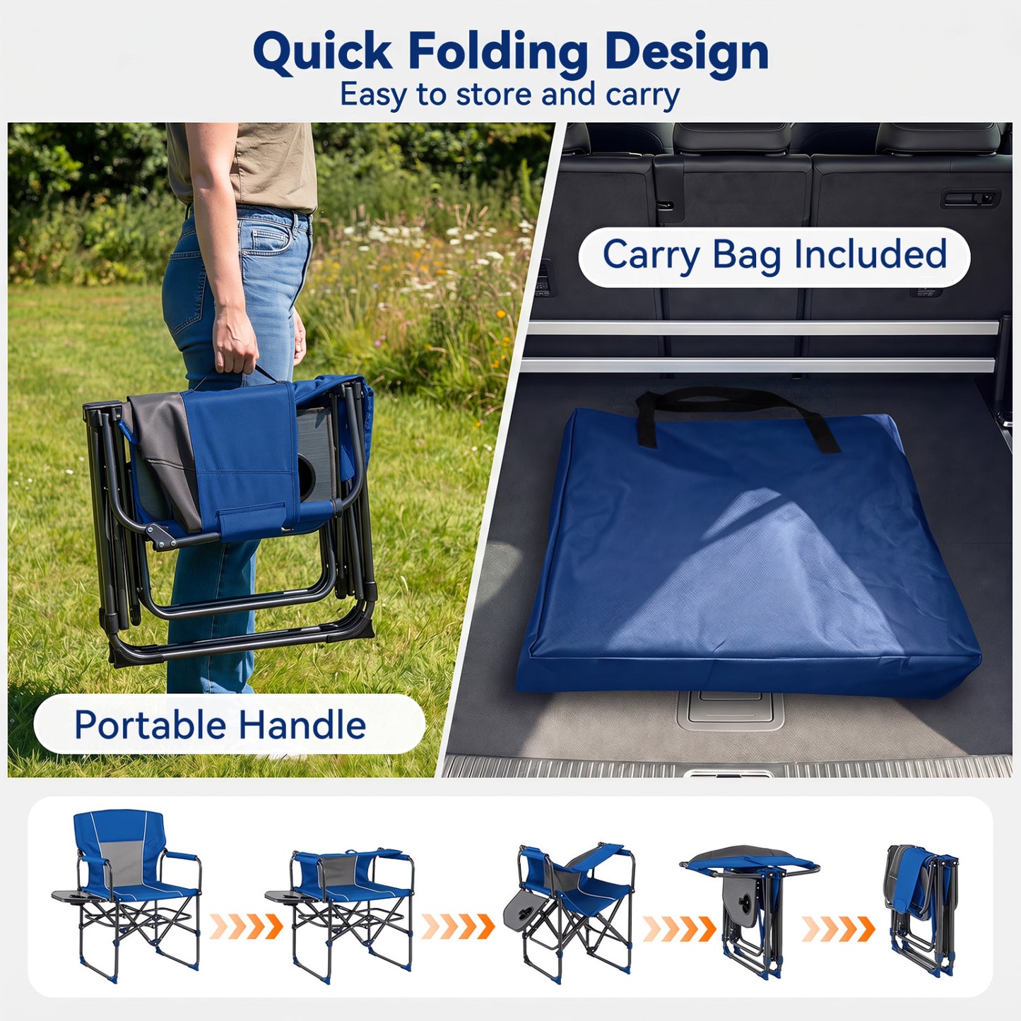 Folding Camping Chair with Side Table and Cup Holder