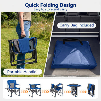 Folding Camping Chair with Side Table and Cup Holder
