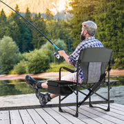 Folding Camping Directors Chair with Cooler Bag and Side Table-Black