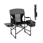 Folding Camping Directors Chair with Cooler Bag and Side Table-Black