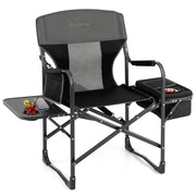 Folding Camping Directors Chair with Cooler Bag and Side Table-Black