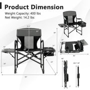 Folding Camping Directors Chair with Cooler Bag and Side Table-Black