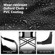 Folding Camping Directors Chair with Cooler Bag and Side Table-Black