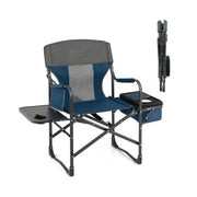 Folding Camping Directors Chair with Cooler Bag and Side Table-Blue