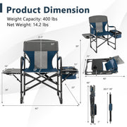 Folding Camping Directors Chair with Cooler Bag and Side Table-Blue