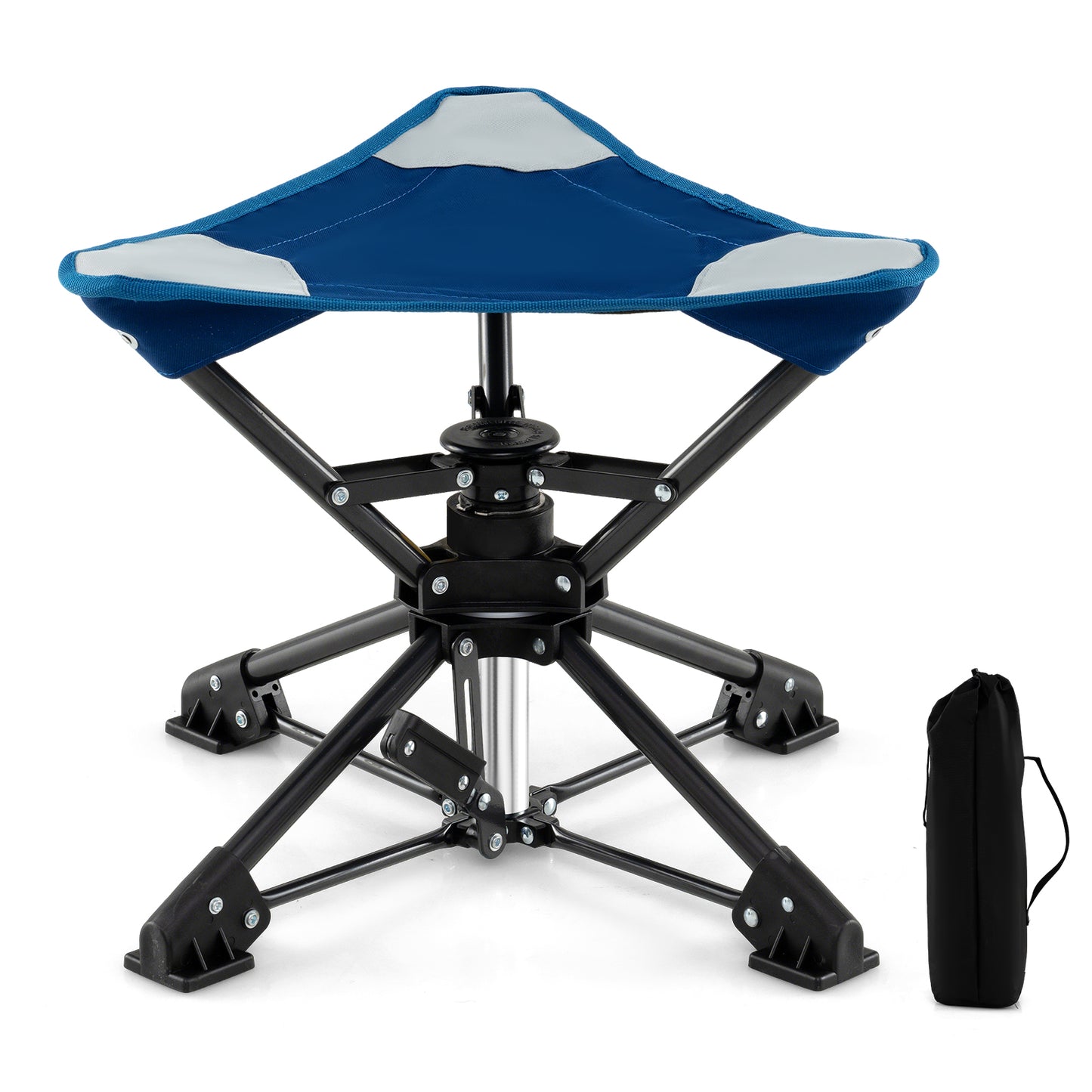 Folding Camping Stool 360¬∞ Swivel Hunting Chair with Anti-Sink Feet-Blue