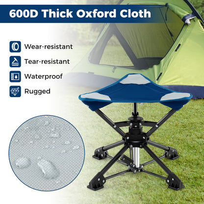 Folding Camping Stool 360¬∞ Swivel Hunting Chair with Anti-Sink Feet-Blue