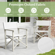 Folding Director Chair with Acacia Wood Frame and Machine Washable Oxford Fabric-Off White