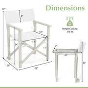 Folding Director Chair with Acacia Wood Frame and Machine Washable Oxford Fabric-Off White