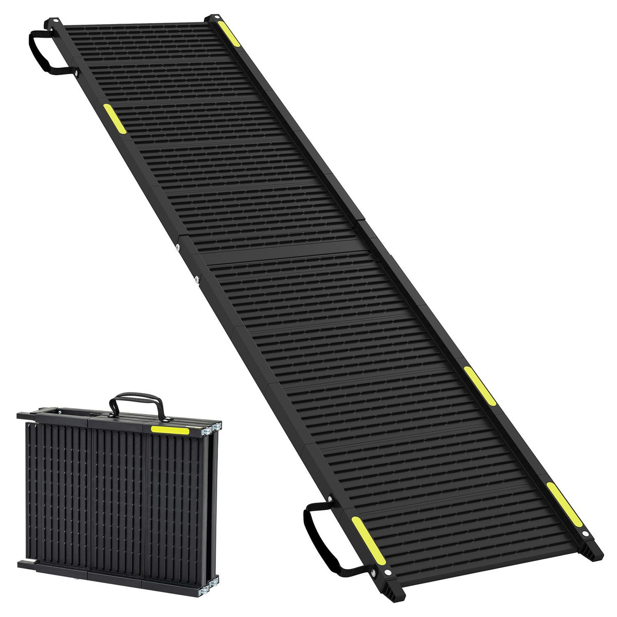 Folding Dog Ramp for Car with Plastic Non-Slip Surface for Large Dogs-Black