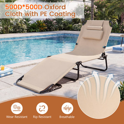 Folding Face Down Tanning Chair with Face Hole 3 Removable Pillows