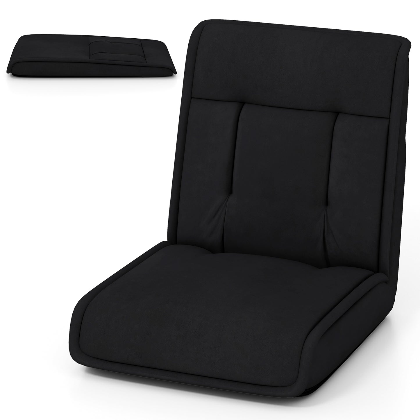 Folding Floor Chair Convertible Lazy Chair with 14-Poistion Adjustable Backrest