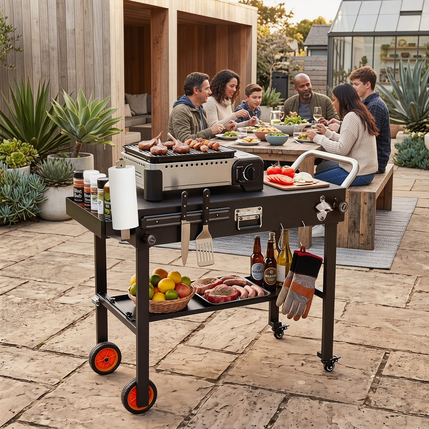 Folding Grill Cart for 17" and 22" Griddles with Heat Mat