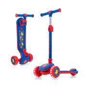 Folding Kids Scooter with Extra Wide Deck and LED Lighted PU Wheels-Blue - Blue