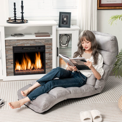 Folding Lazy Sofa Couch with Pillow-Gray