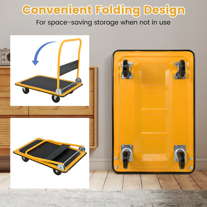 Folding Platform Cart Dolly Hand Truck-Black